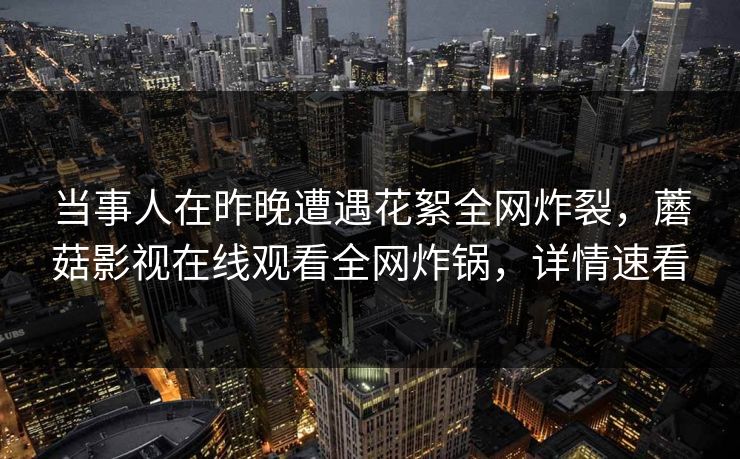 当事人在昨晚遭遇花絮全网炸裂，蘑菇影视在线观看全网炸锅，详情速看